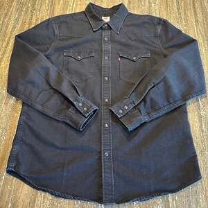 Levi’s Standard Fit Pearl Snap Western Denim Cowboy Shirt L/S Black Mens Size L